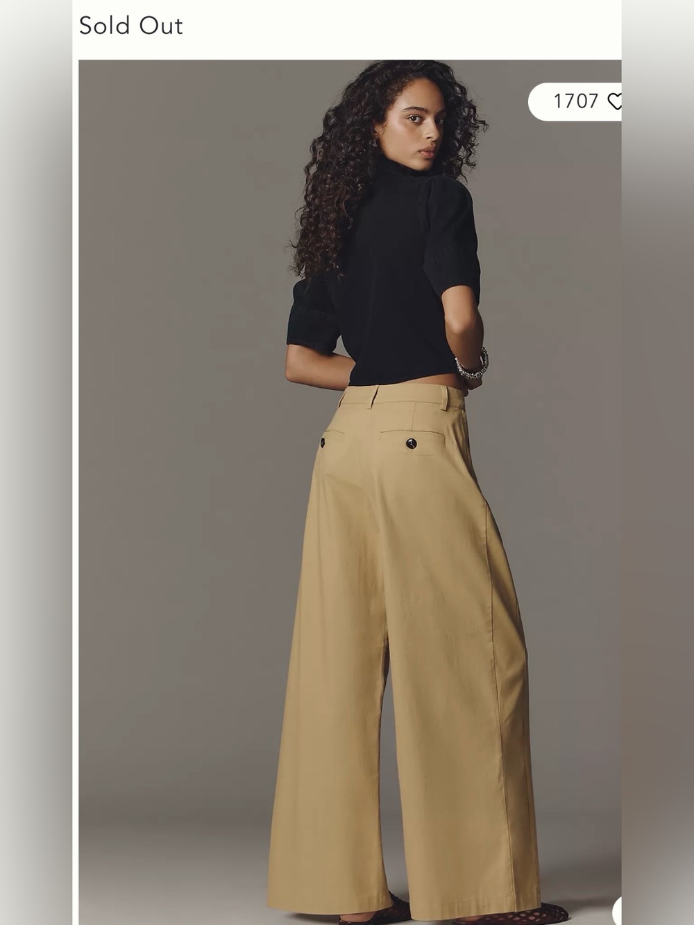 Maeve by Anthropologie Button-Pocket Wide-Leg Pants - Citron / Parsnip, Size L P - Picture 3 of 14